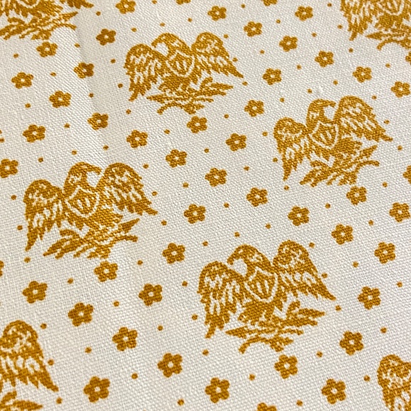 Vintage Waverly Fabric Colonial Eagle Gold Print Cotton 1 yd x 48" Wide 60s 70s - Picture 4 of 8